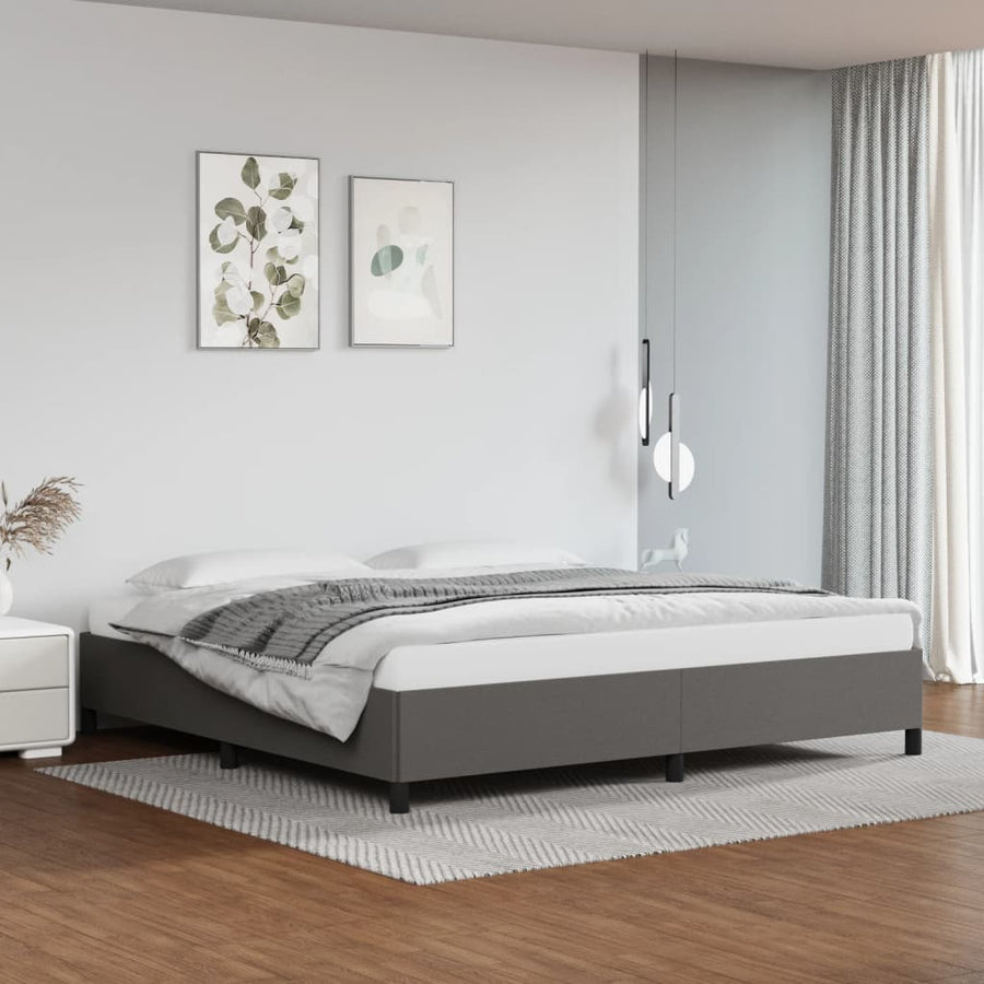 Bedframe kunstleer grijs 200x200 cm 200 x 200 cm 35 cm