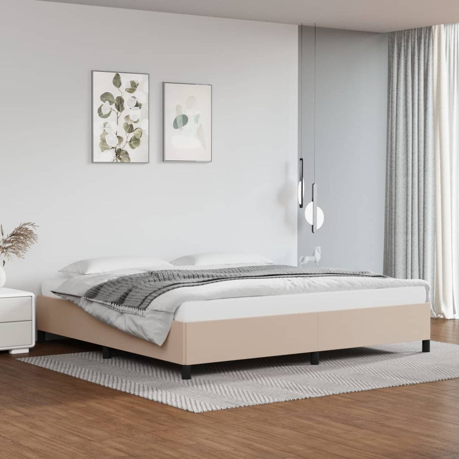 Bedframe kunstleer cappuccinokleurig 200x200 cm 200 x 200 cm 35 cm