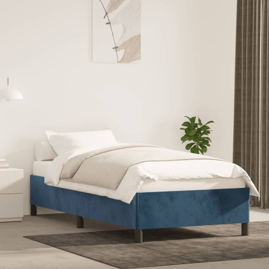 Bedframe Fluweel Donkerblauw 80 x 200 cm 35 cm