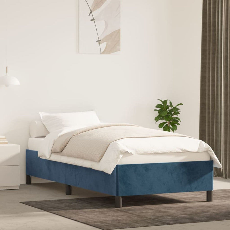 Bedframe Fluweel Donkerblauw 90 x 200 cm 35 cm