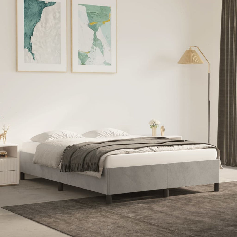 Bedframe Fluweel Lichtgrijs 140 x 190 cm 35 cm