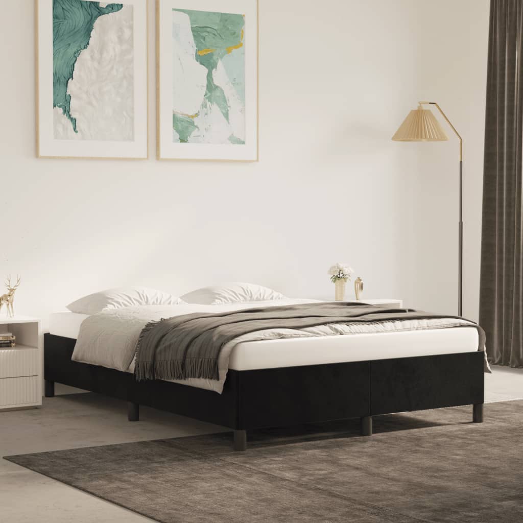 Bedframe Fluweel Zwart 140 x 190 cm 35 cm
