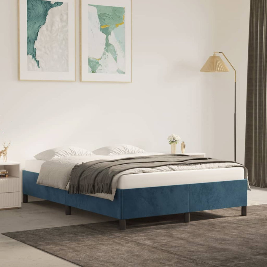 Bedframe Fluweel Donkerblauw 140 x 190 cm 35 cm