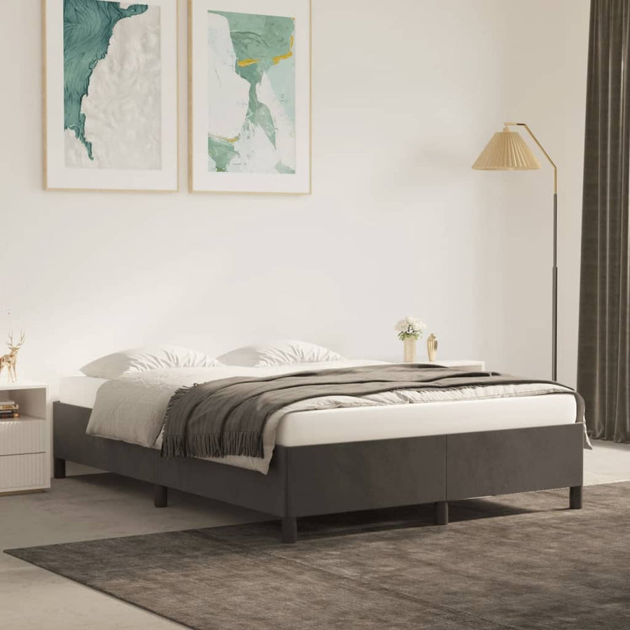 Bedframe Fluweel Donkergrijs 140 x 200 cm 35 cm