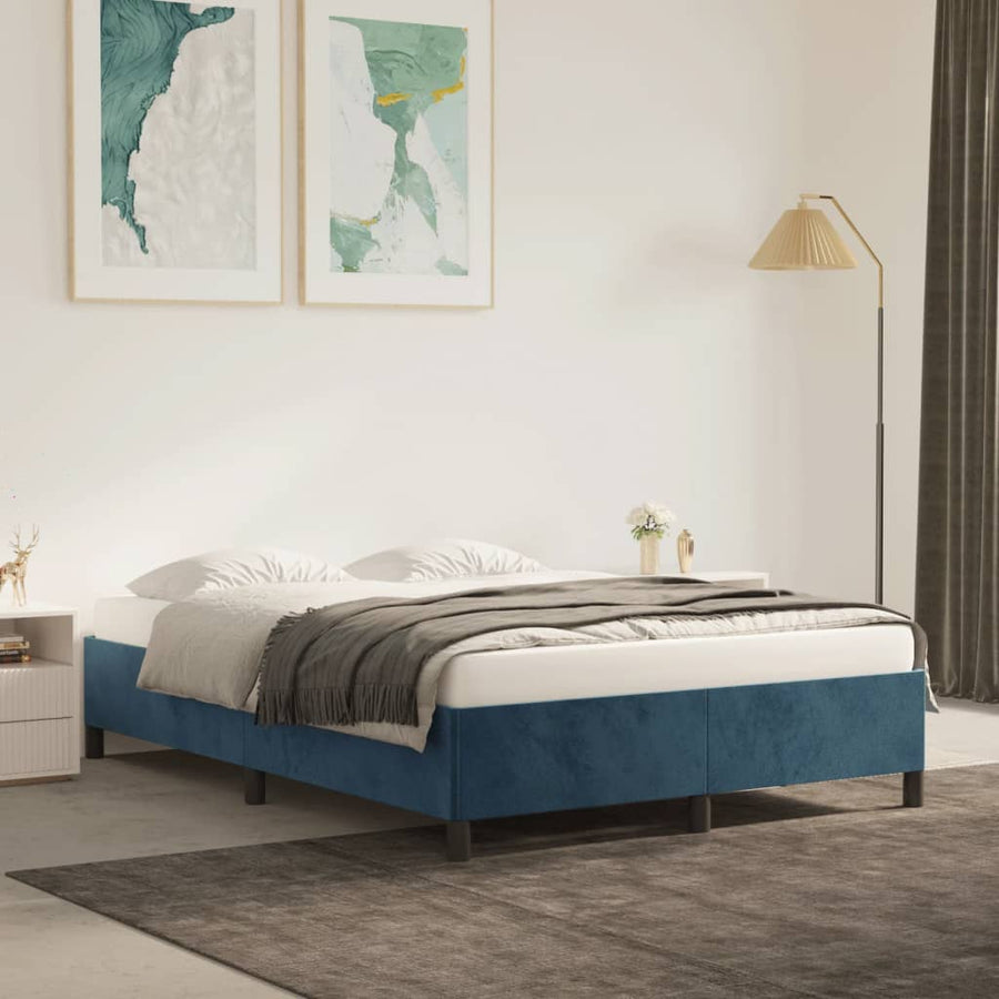 Bedframe Fluweel Donkerblauw 140 x 200 cm 35 cm