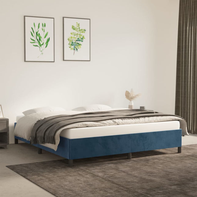 Bedframe Fluweel Donkerblauw 160 x 200 cm 35 cm