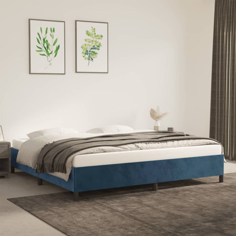 Bedframe Fluweel Donkerblauw 200 x 200 cm 35 cm