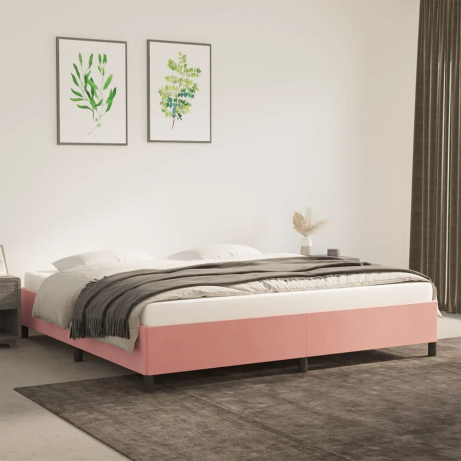 Bedframe Fluweel Roze 200 x 200 cm 35 cm