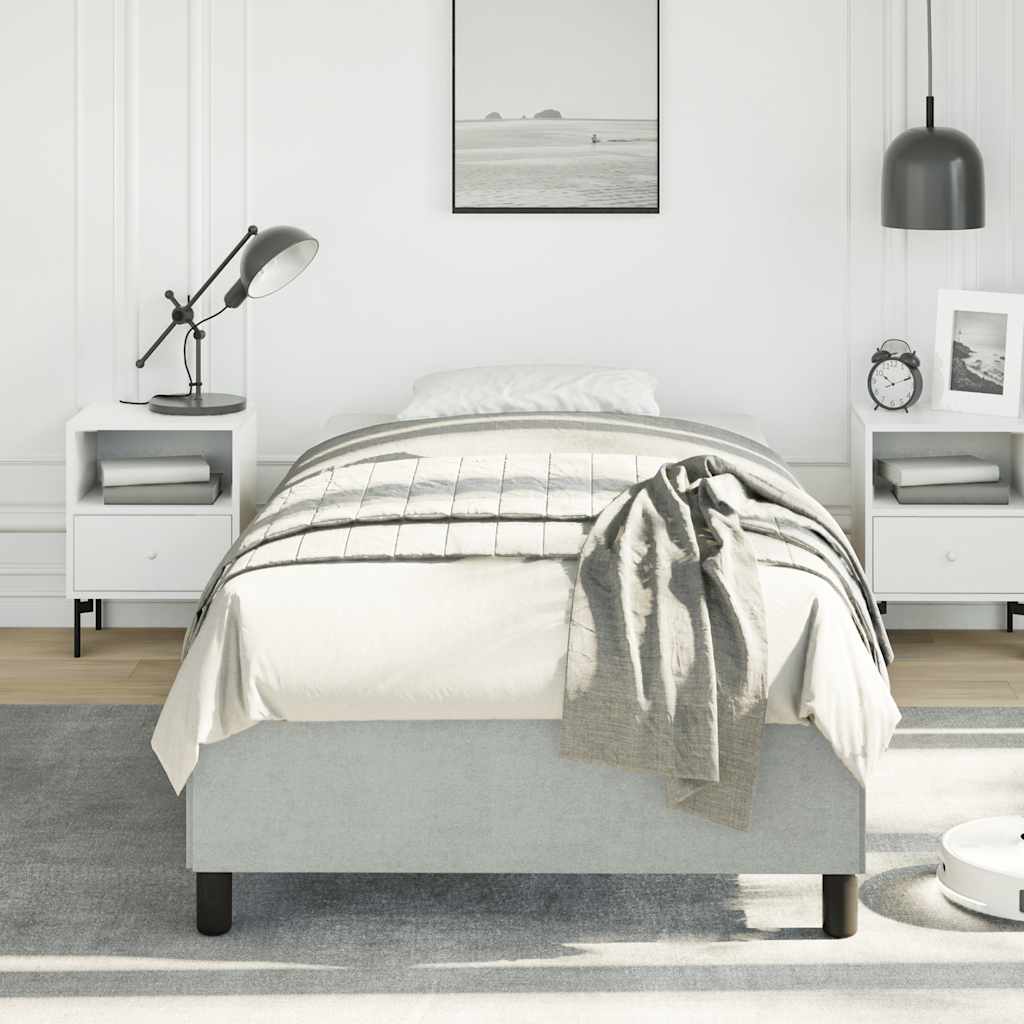 Bedframe zonder matras lichtgrijs 100x190 cm Tweepersoons fluweel