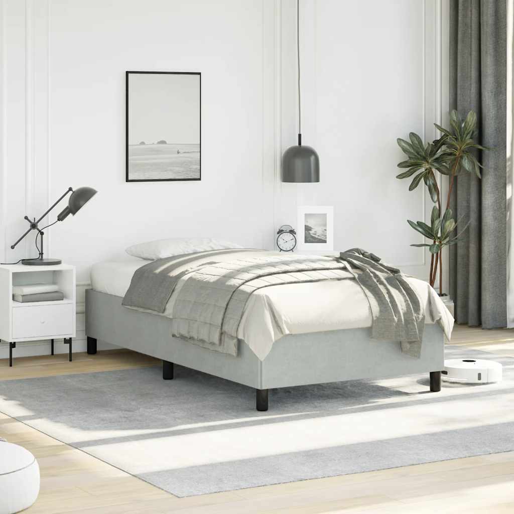 Bedframe zonder matras lichtgrijs 100x190 cm Tweepersoons fluweel