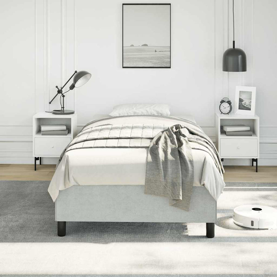 Bedframe zonder matras lichtgrijs 100x203 cm Twin XL fluweel