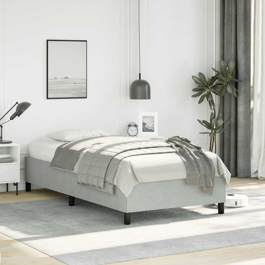 Bedframe zonder matras lichtgrijs 100x203 cm Twin XL fluweel