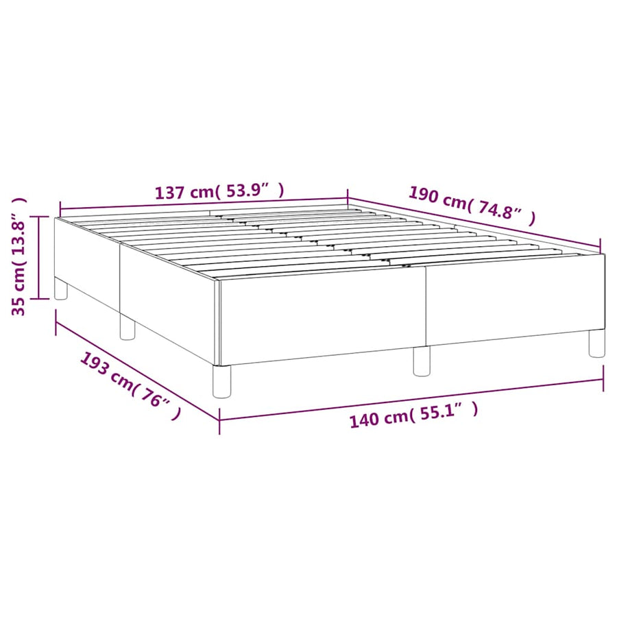 Bedframe zonder matras lichtgrijs 137x190 cm volledig fluweel