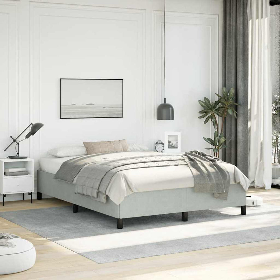 Bedframe zonder matras lichtgrijs 152x203 cm Queen fluweel
