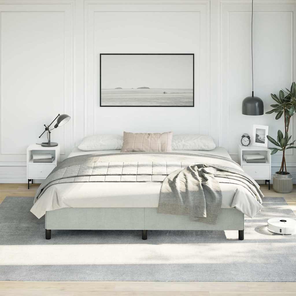 Bedframe zonder matras lichtgrijs 193x203 cm kingsize fluweel