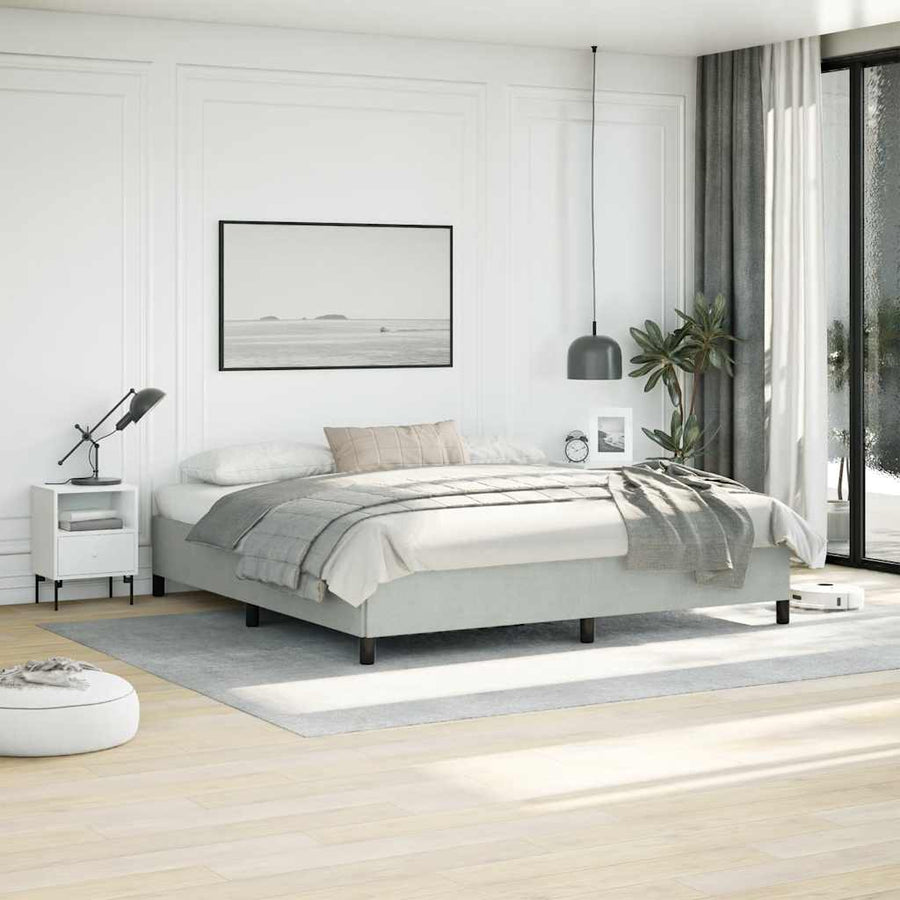 Bedframe zonder matras lichtgrijs 193x203 cm kingsize fluweel