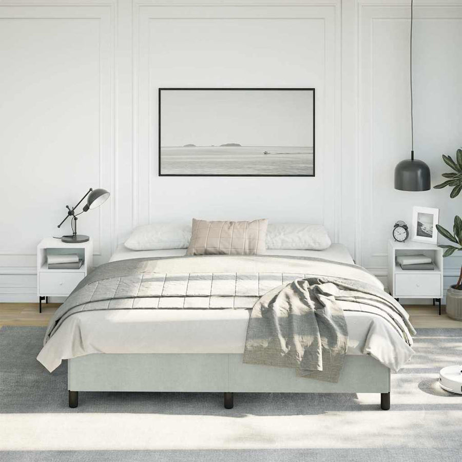 Bedframe zonder matras lichtgrijs California King fluweel
