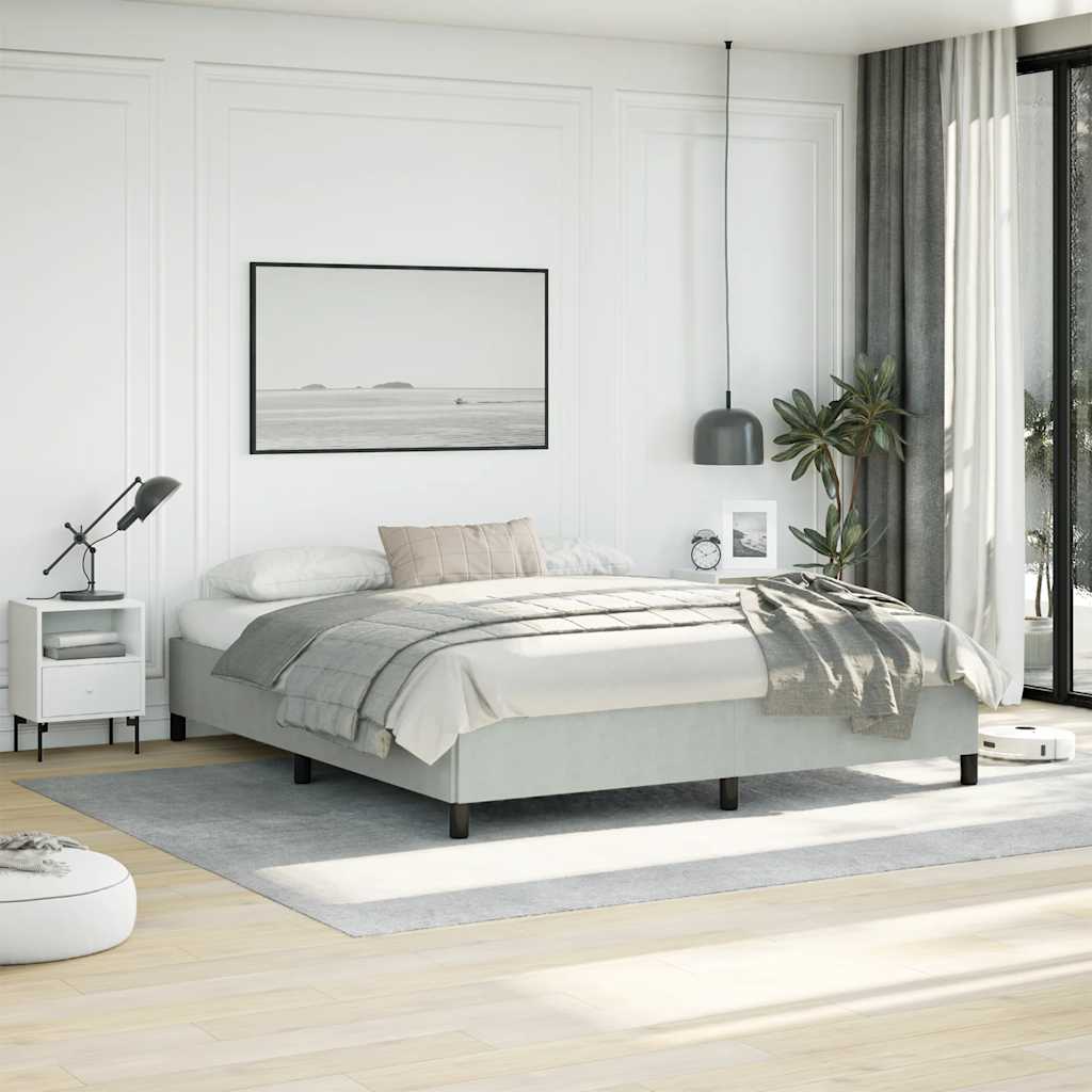 Bedframe zonder matras lichtgrijs California King fluweel