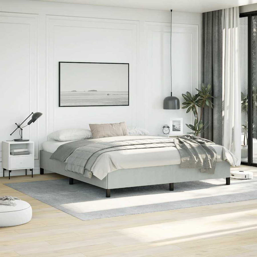 Bedframe zonder matras lichtgrijs California King fluweel