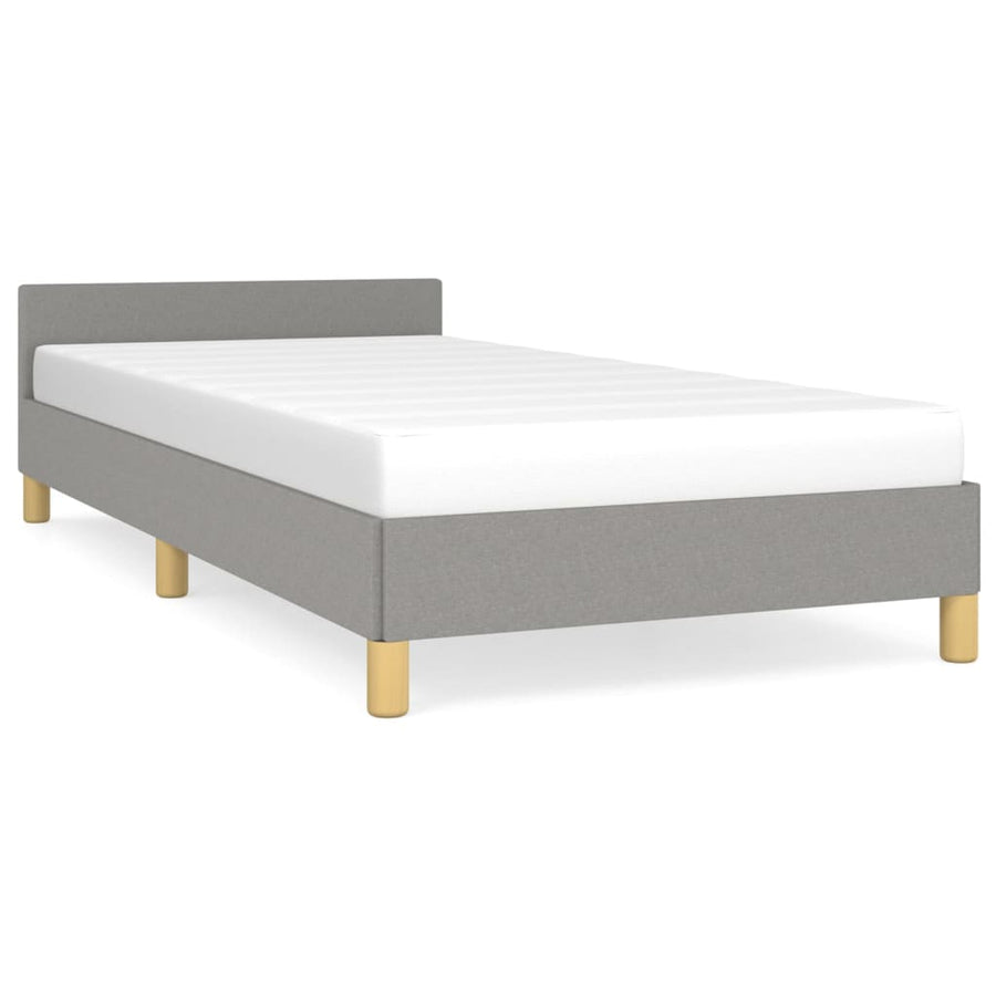 Bedframe Met Hoofdbord Stof 80 x 200 cm Lichtgrijs