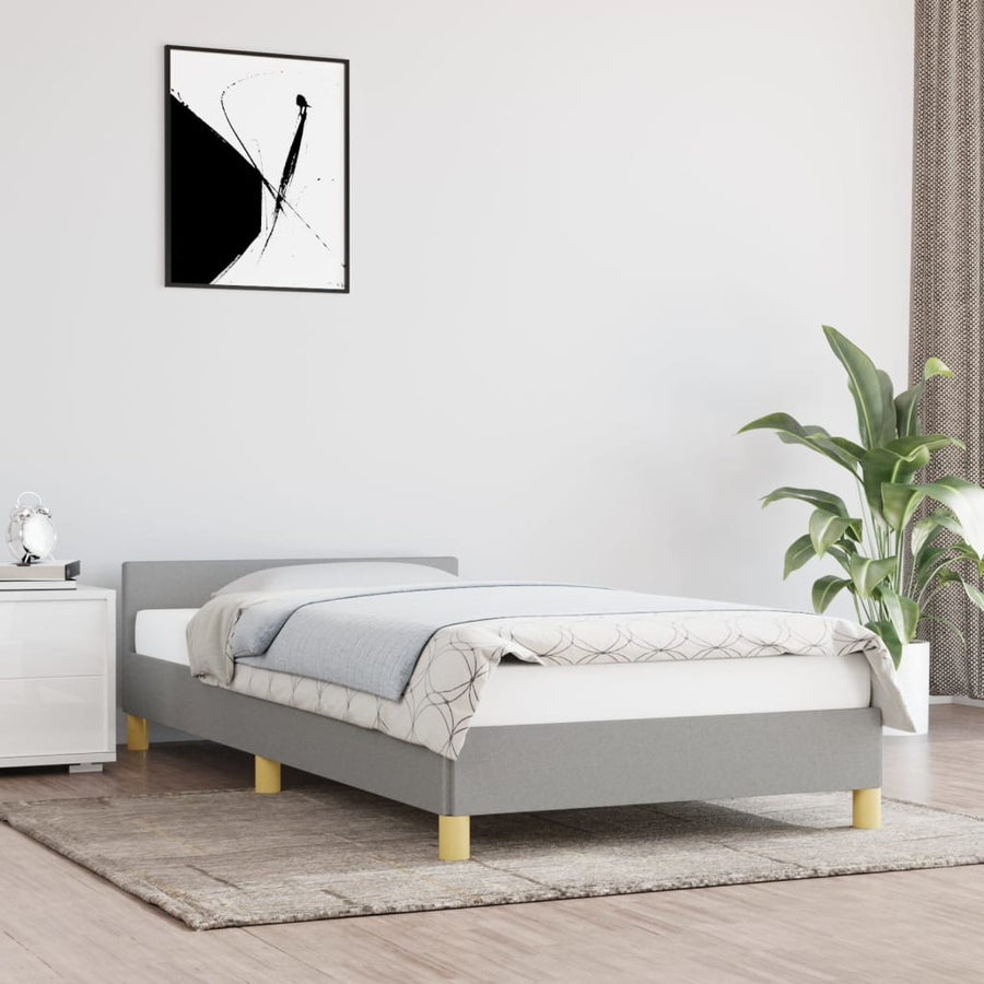 Bedframe Met Hoofdbord Stof 80 x 200 cm Lichtgrijs