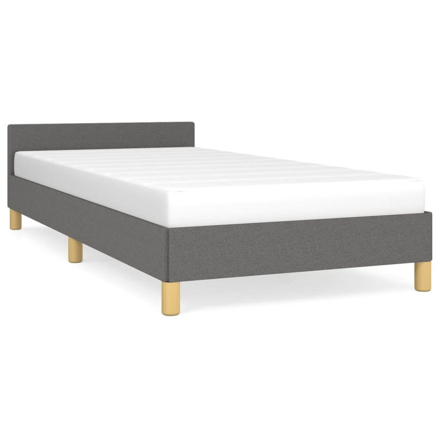 Bedframe Met Hoofdbord Stof 80 x 200 cm Donkergrijs