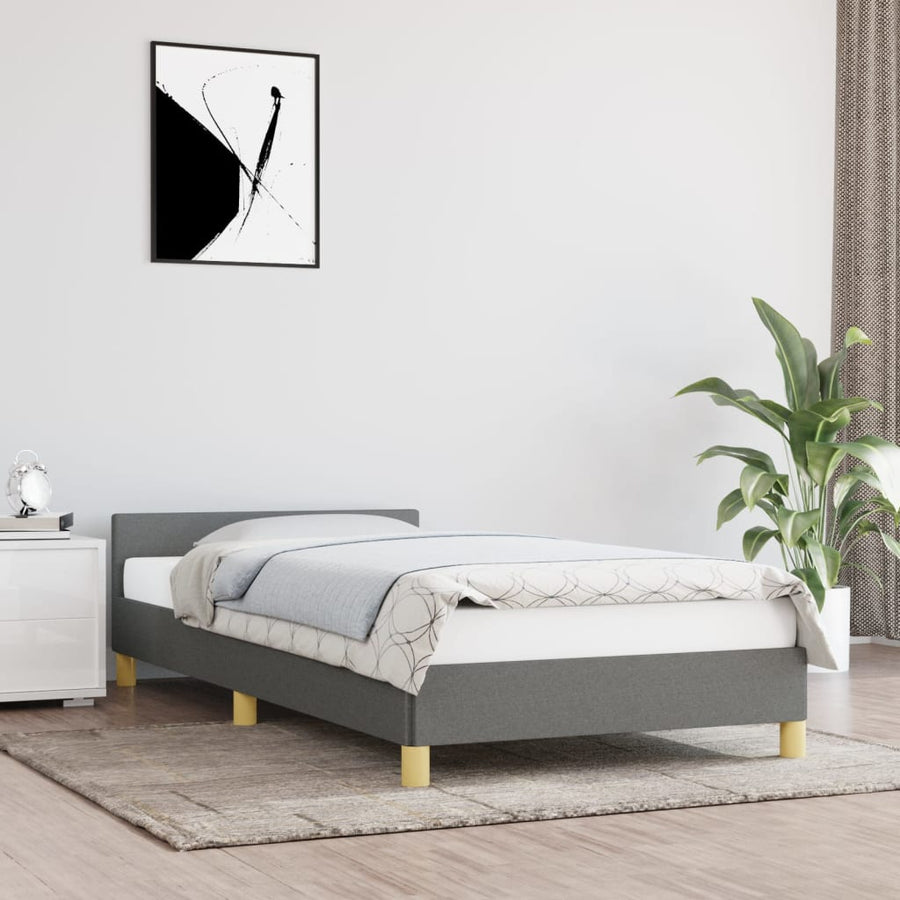 Bedframe Met Hoofdbord Stof 80 x 200 cm Donkergrijs
