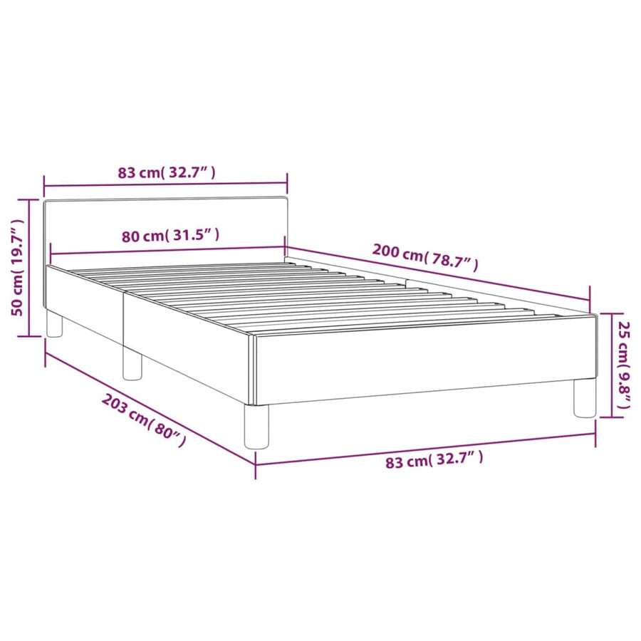 Bedframe Met Hoofdbord Stof 80 x 200 cm Zwart
