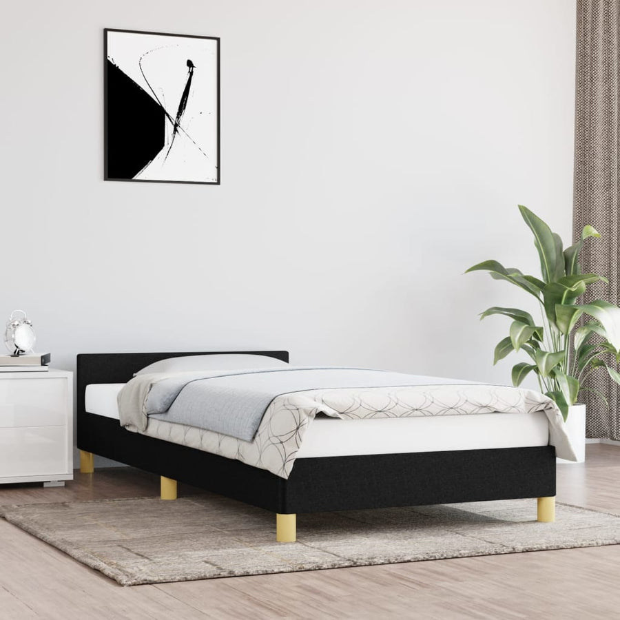 Bedframe Met Hoofdbord Stof 80 x 200 cm Zwart