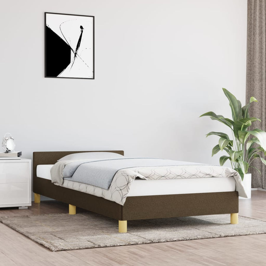 Bedframe Met Hoofdeinde Stof 80 x 200 cm Donkerbruin