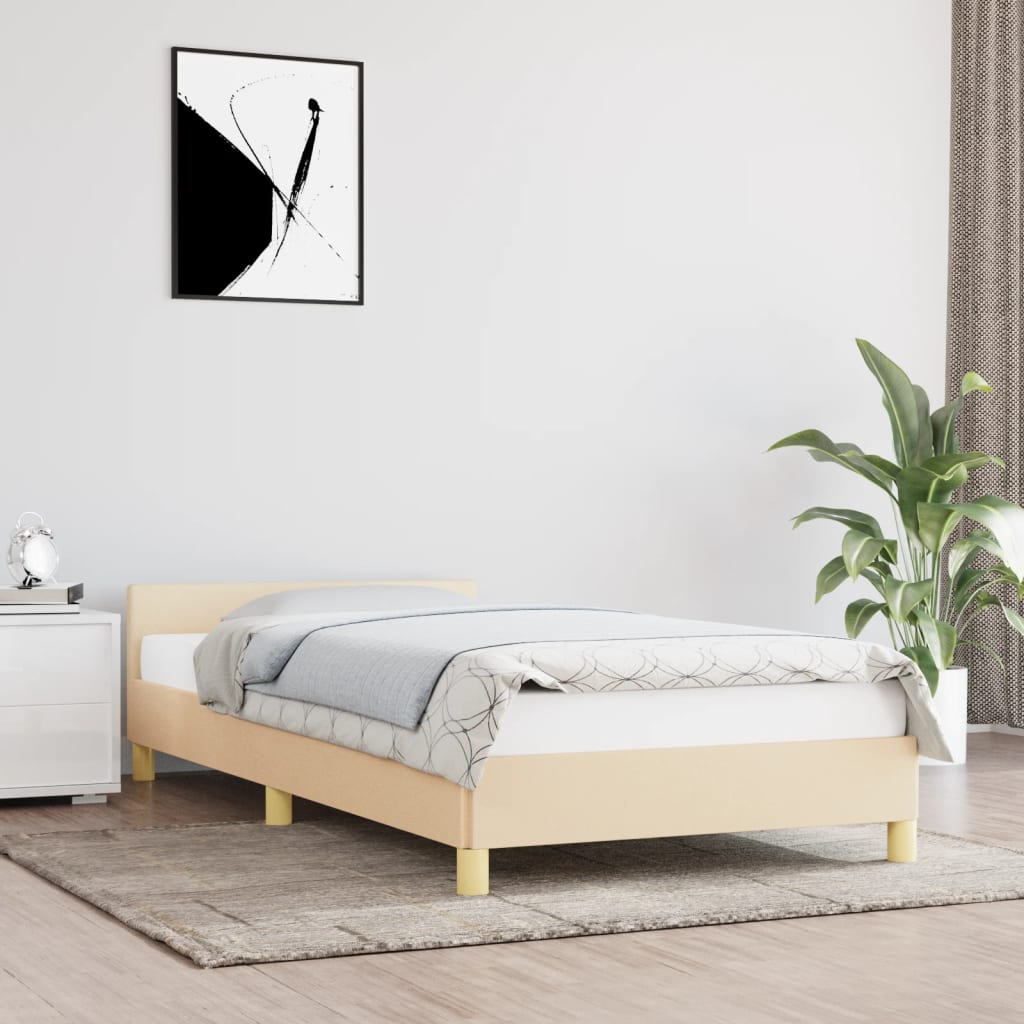 Bedframe Met Hoofdeinde Stof Kleurig 80 x 200 cm crème