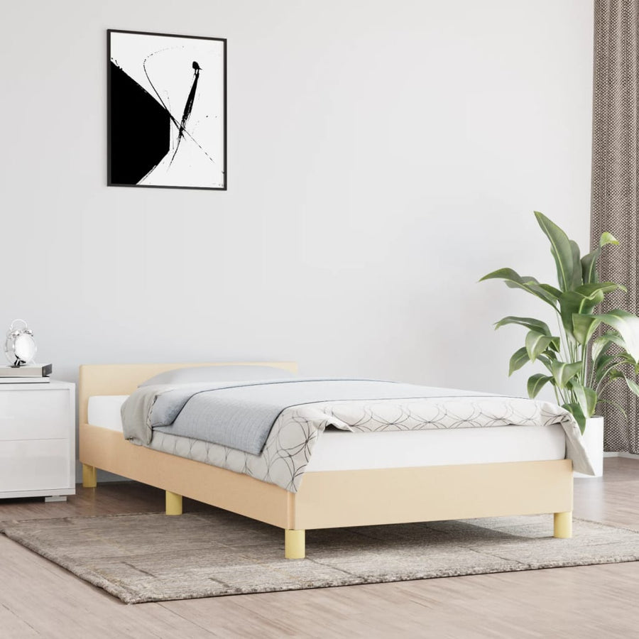 Bedframe Met Hoofdeinde Stof Kleurig 80 x 200 cm crème