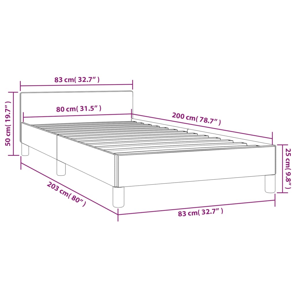 Bedframe Met Hoofdbord Stof 80 x 200 cm Blauw