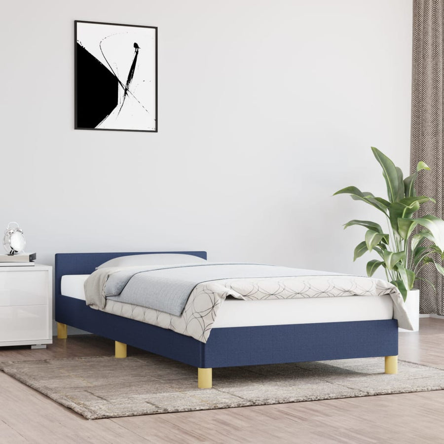 Bedframe Met Hoofdbord Stof 80 x 200 cm Blauw