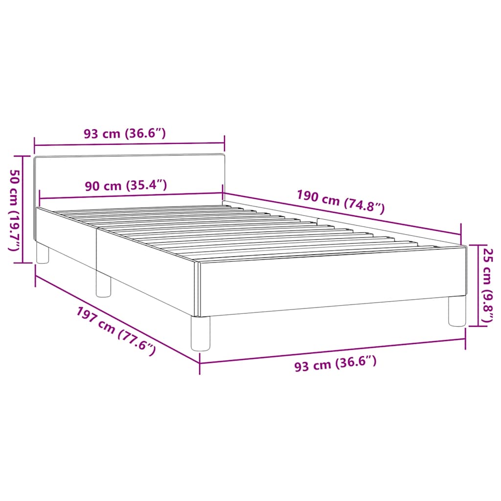 Bedframe zonder matras 90x190 cm stof lichtgrijs