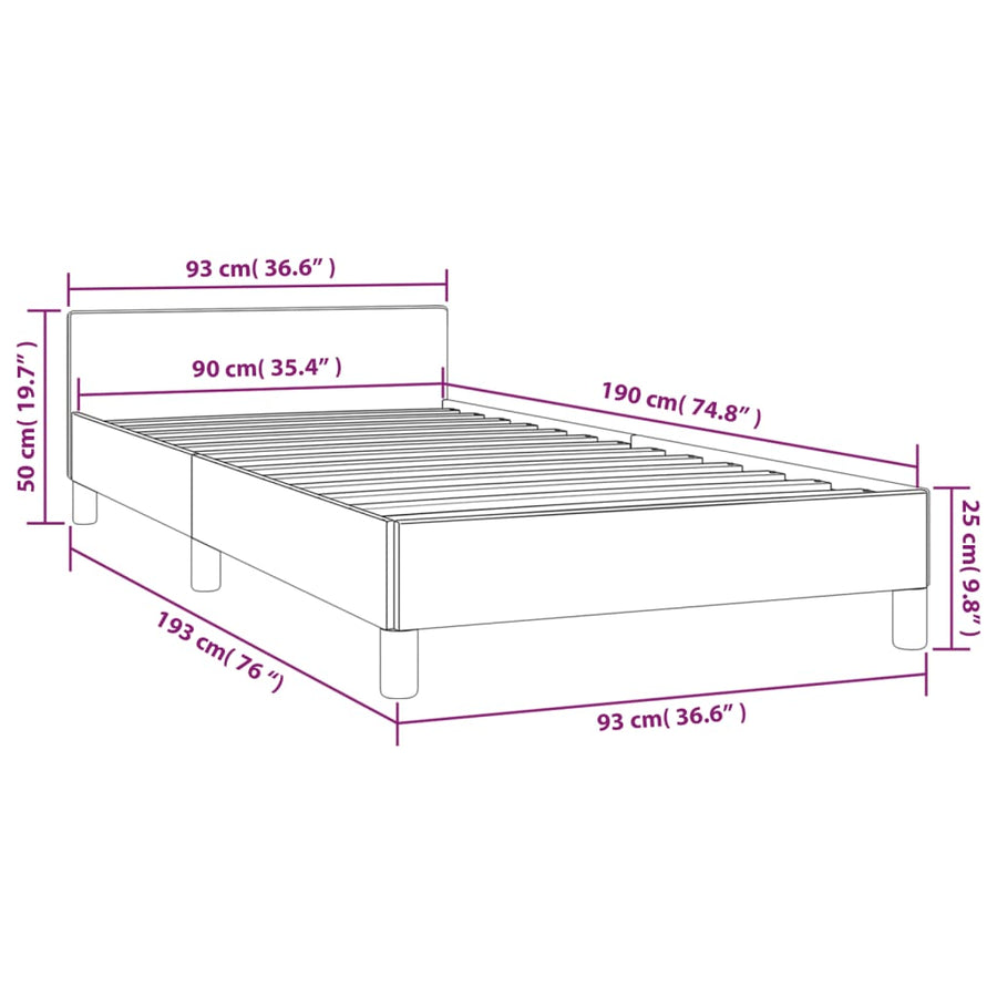 Bedframe Met Hoofdeinde Stof 90 x 190 cm Donkergrijs
