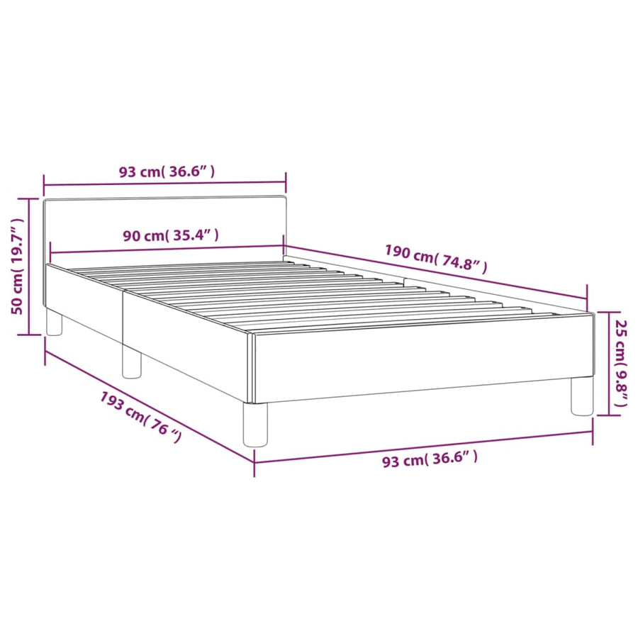 Bedframe Met Hoofdeinde Stof 90 x 190 cm Taupe