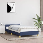 Bed frame with headboard without mattress 90x190 cm fabric blue
