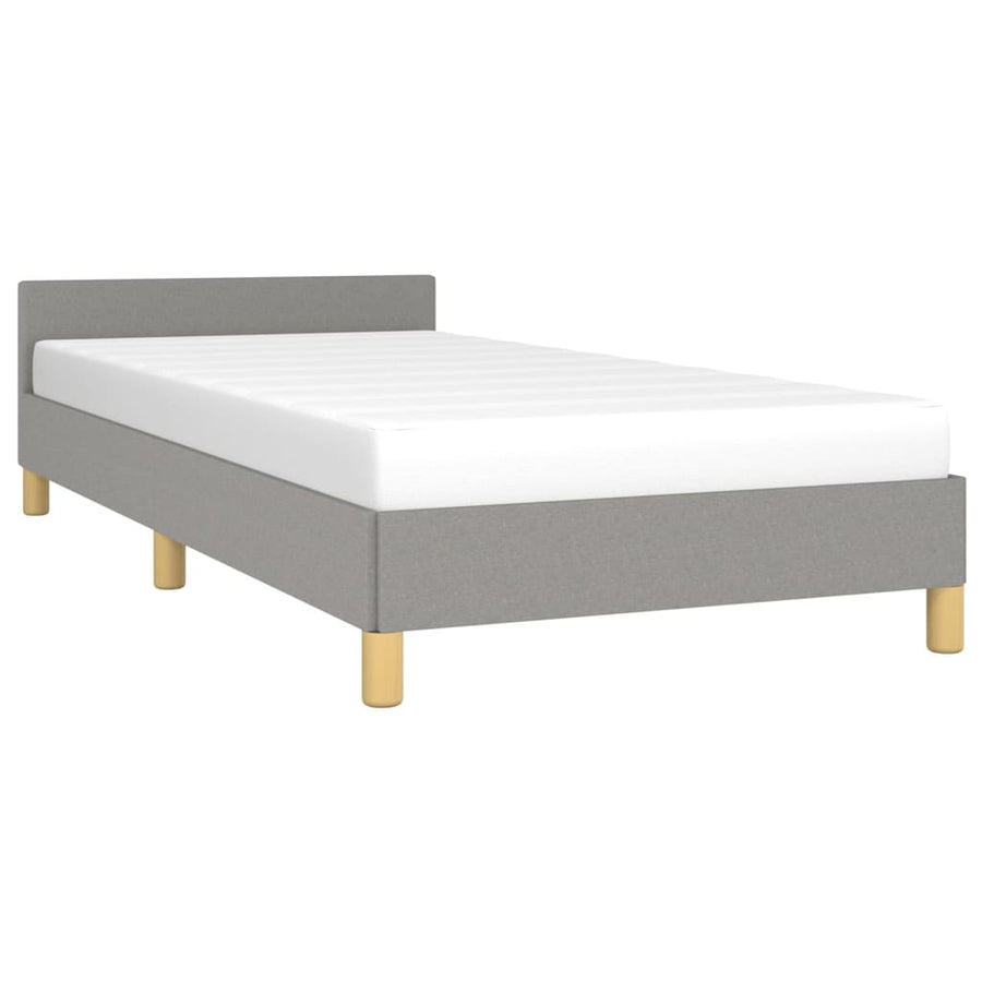 Bedframe Met Hoofdeinde Stof 90 x 200 cm Lichtgrijs