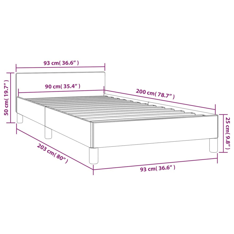 Bedframe Met Hoofdeinde Stof 90 x 200 cm Zwart