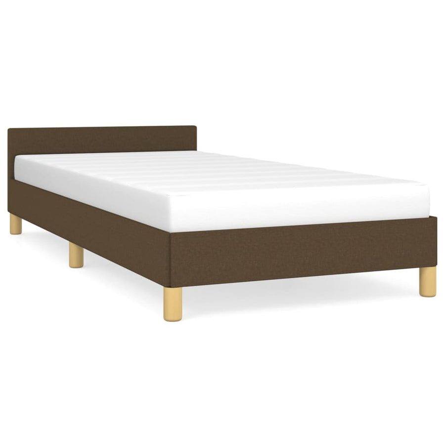 Bedframe Met Hoofdeinde Stof 90 x 200 cm Donkerbruin