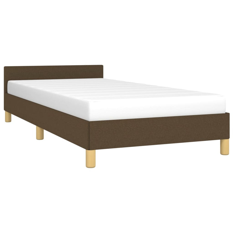 Bedframe Met Hoofdeinde Stof 90 x 200 cm Donkerbruin