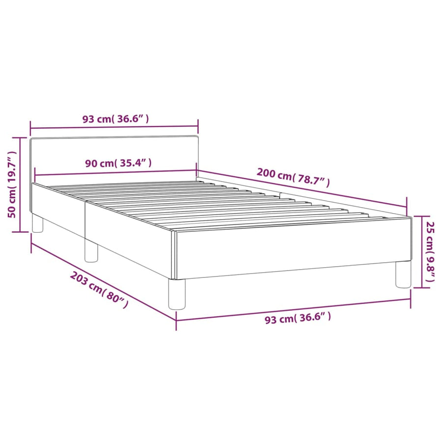 Bedframe Met Hoofdeinde Stof 90 x 200 cm Taupe