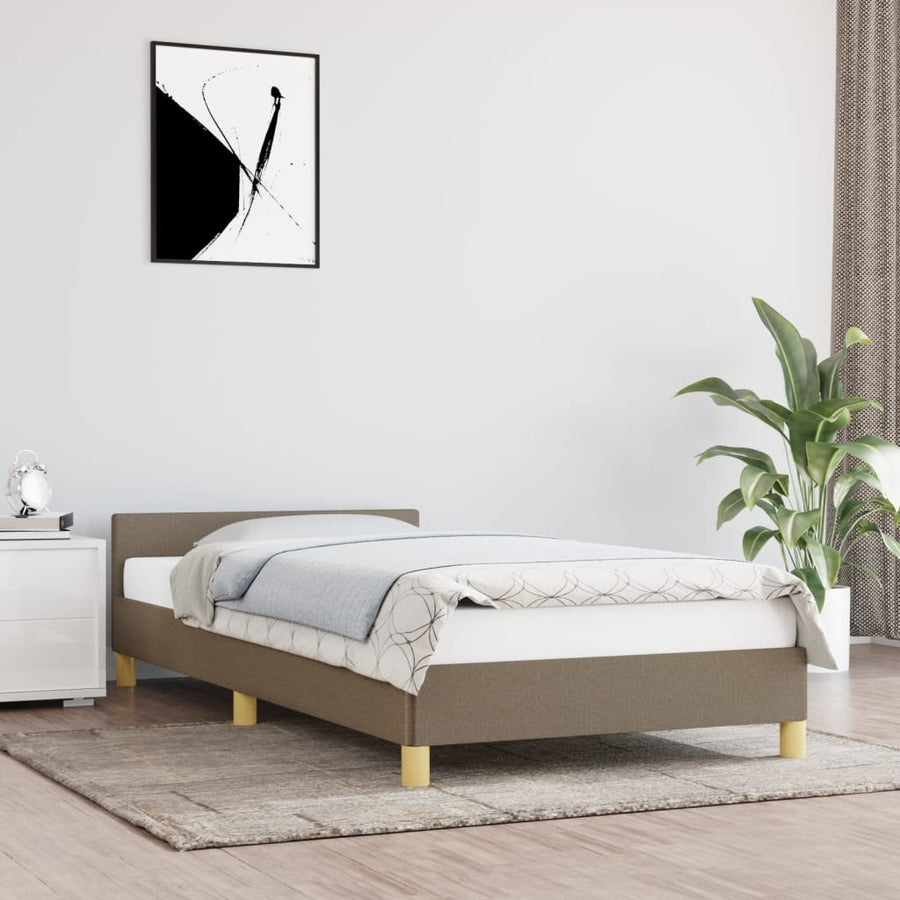 Bedframe Met Hoofdeinde Stof 90 x 200 cm Taupe
