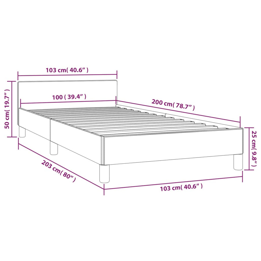 Bedframe Met Hoofdeinde Stof 100 x 200 cm Donkergrijs