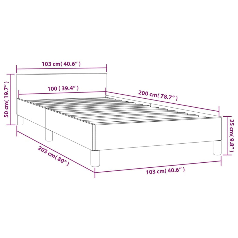 Bedframe Met Hoofdeinde Stof Donkerbruin 100X200 Cm 100 x 200 cm