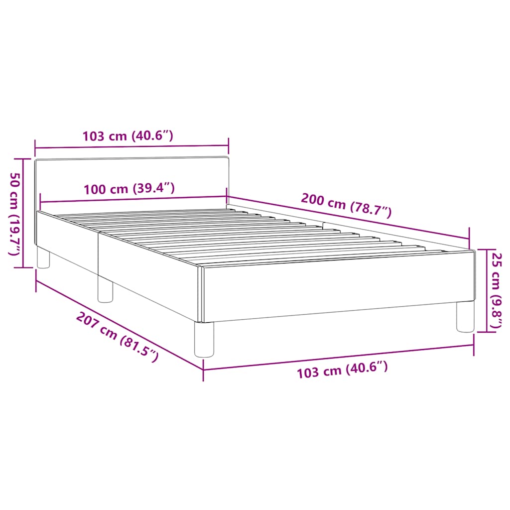 Bedframe Zonder Matras Stof 100 x 200 cm