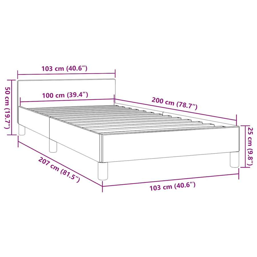 Bedframe Zonder Matras Stof 100 x 200 cm
