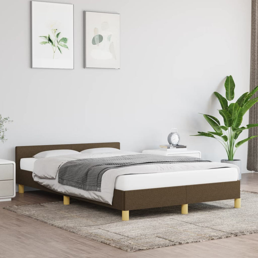 Bedframe Met Hoofdeinde Stof 120 x 200 cm Donkerbruin