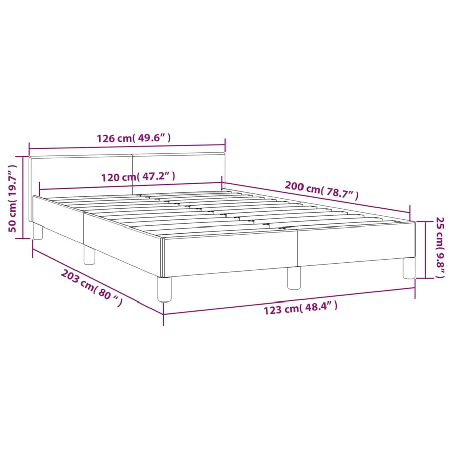 Bedframe Met Hoofdeinde Stof Taupe 120X200 Cm 120 x 200 cm